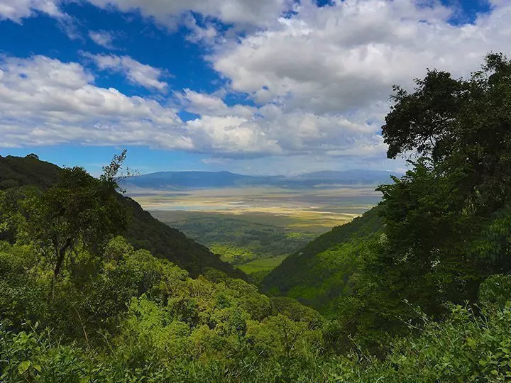 Luftaufnahme vom Ngorongoro-Gebiet in Tansania